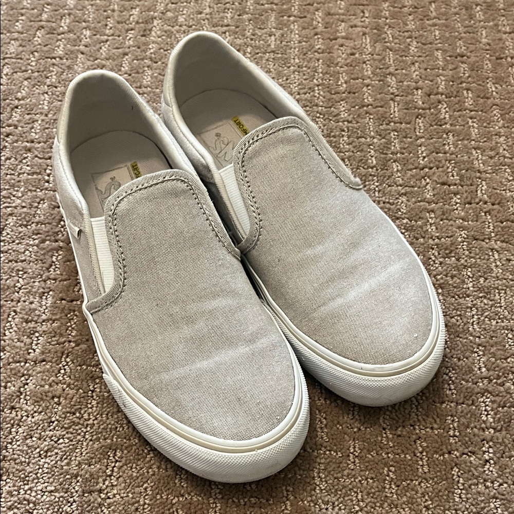 Khaki slip on vans